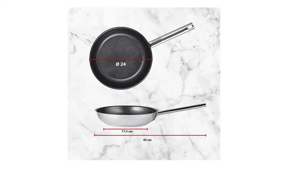 Meisterkoch Edelstahlpfanne 24 cm LINUS, Bild mit Text