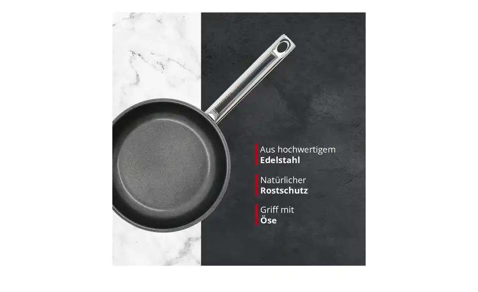 Meisterkoch Edelstahlpfanne 24 cm LINUS, Bild mit Text
