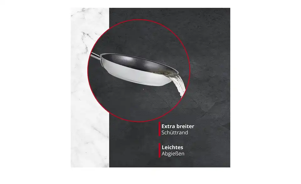 Meisterkoch Edelstahlpfanne 28 cm LINUS, Bild mit Text