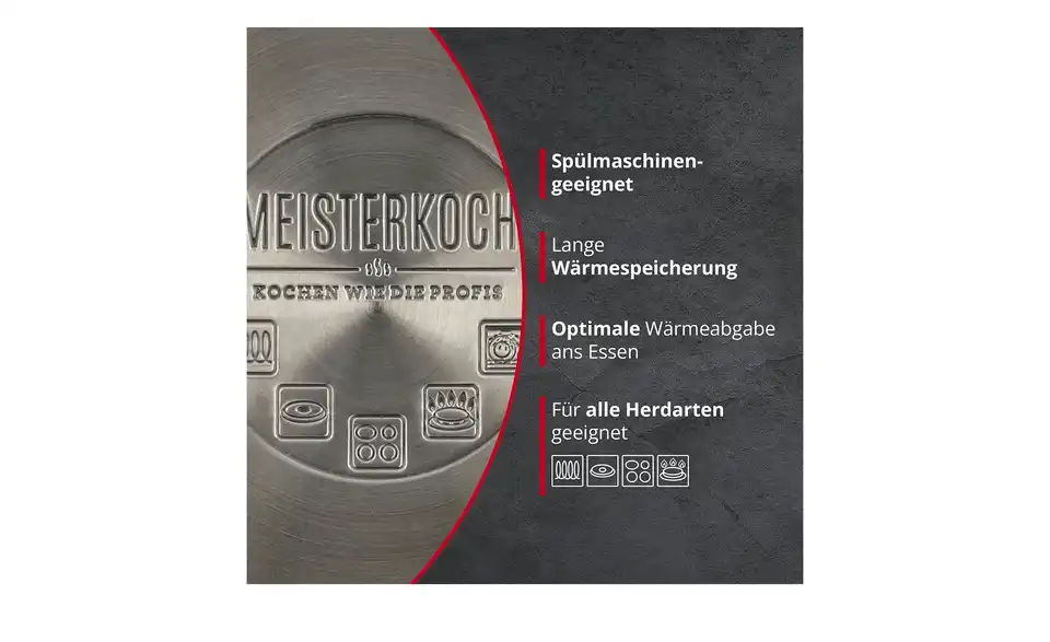 Meisterkoch Edelstahlpfanne 28 cm LINUS, Bild mit Text