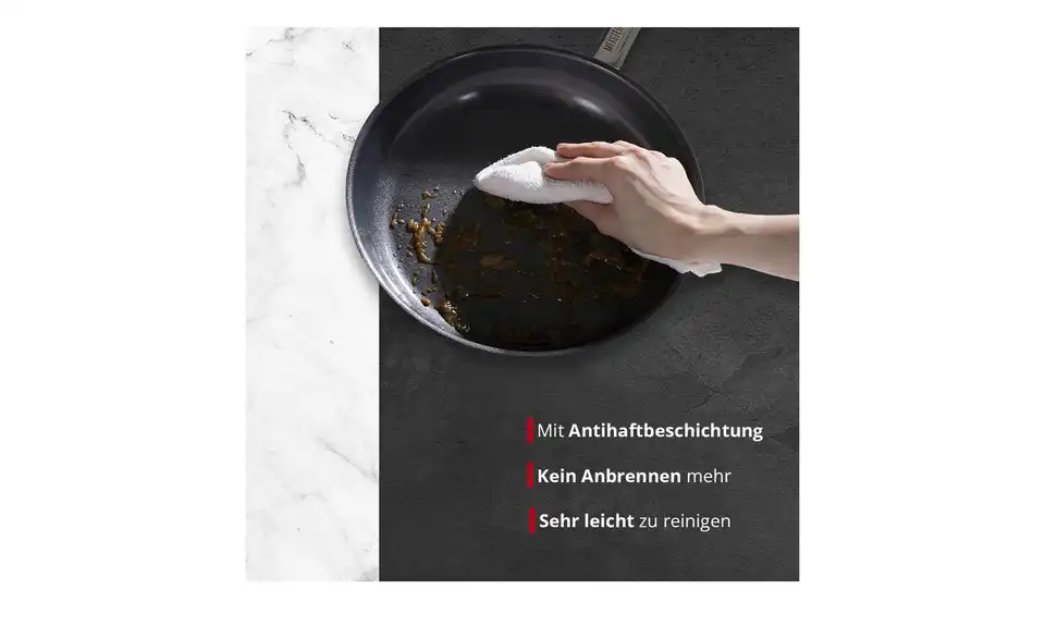 Meisterkoch Edelstahlpfanne 32 cm LINUS, Bild mit Text