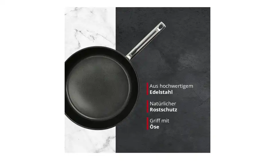 Meisterkoch Edelstahlpfanne 32 cm LINUS, Bild mit Text