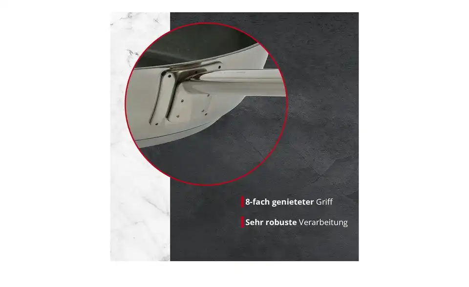 Meisterkoch Edelstahlpfanne 32 cm LINUS, Bild mit Text