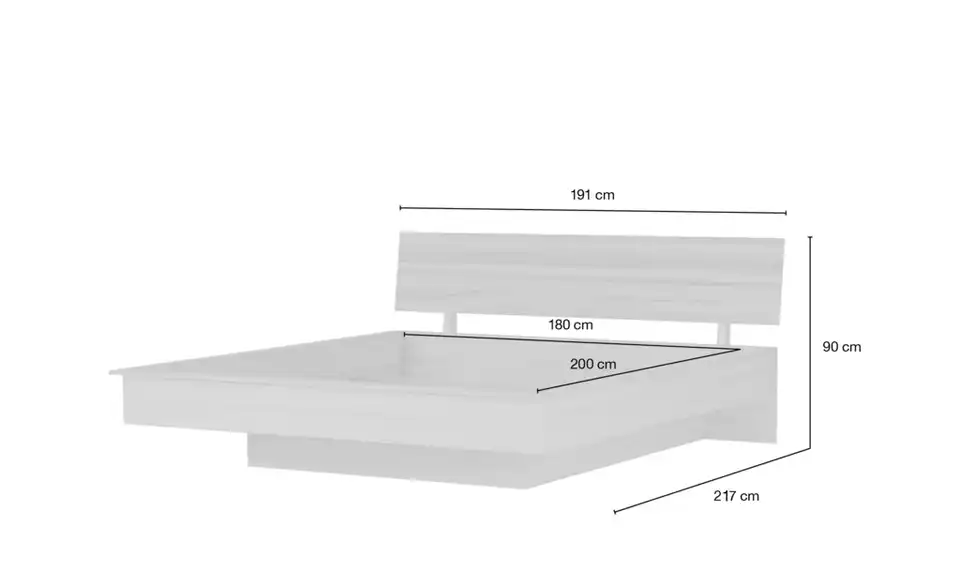 smart Bettgestell Oslo, Bemaßung