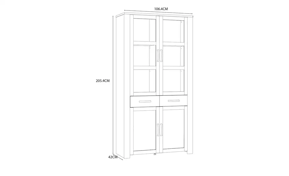 Doppelvitrine, Bemaßung