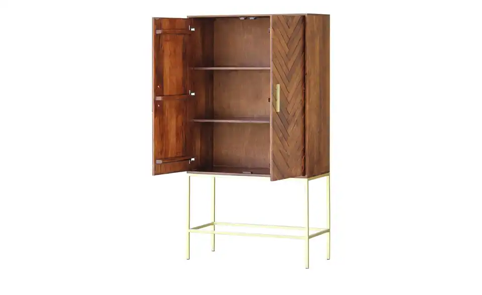 Highboard aus Massivholz, geöffnet