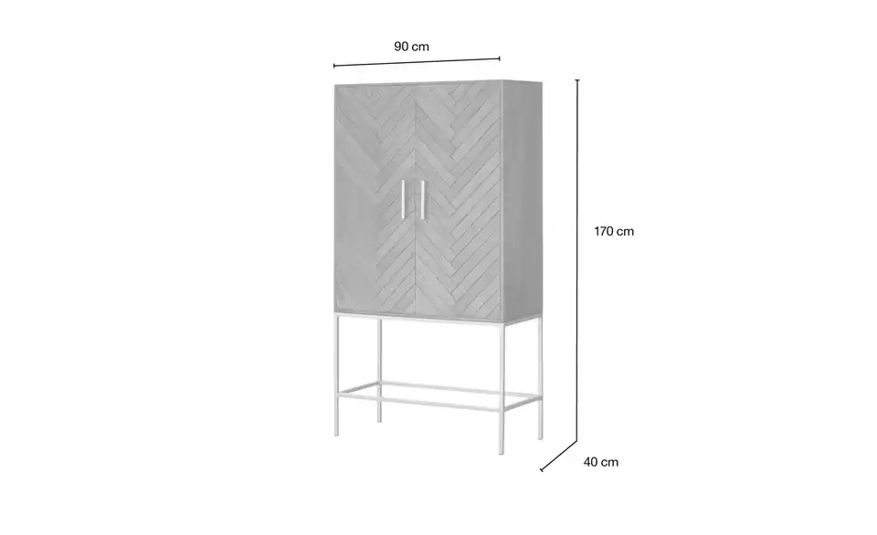 Highboard aus Massivholz, Bemaßung