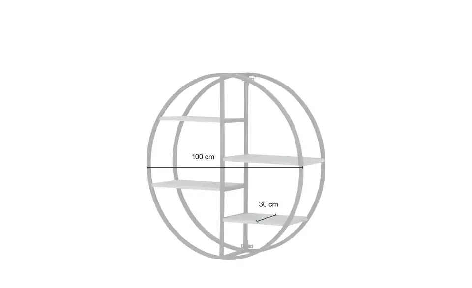 Gray & Jones Wandregal Black Coast One rund, Bemaßung