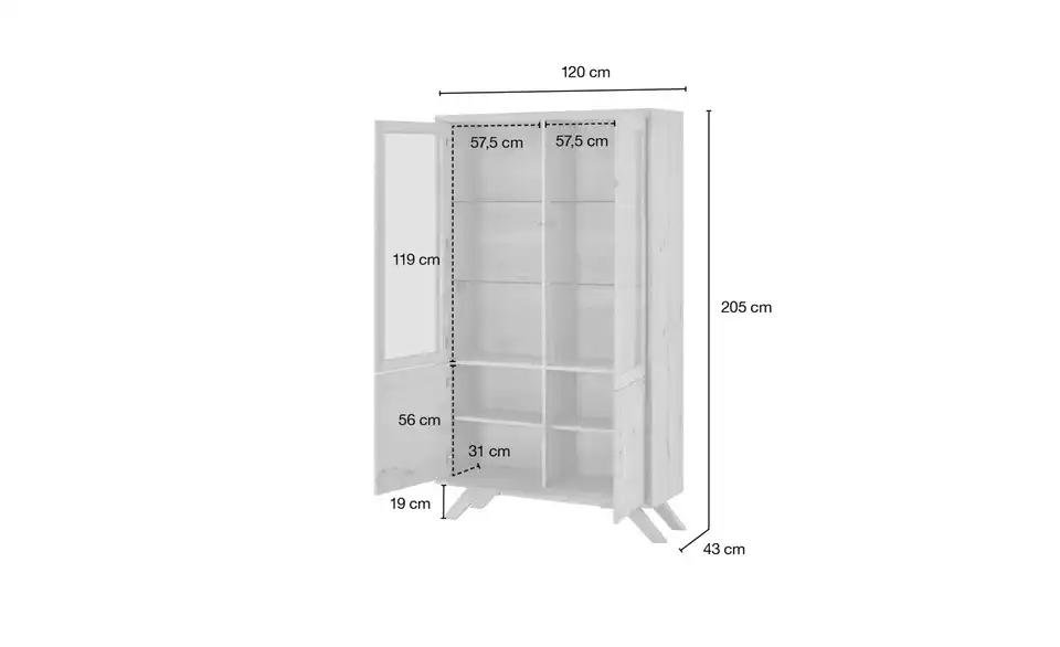 Gray & Jones Doppelvitrine Cap Ferrat One, Bemaßung