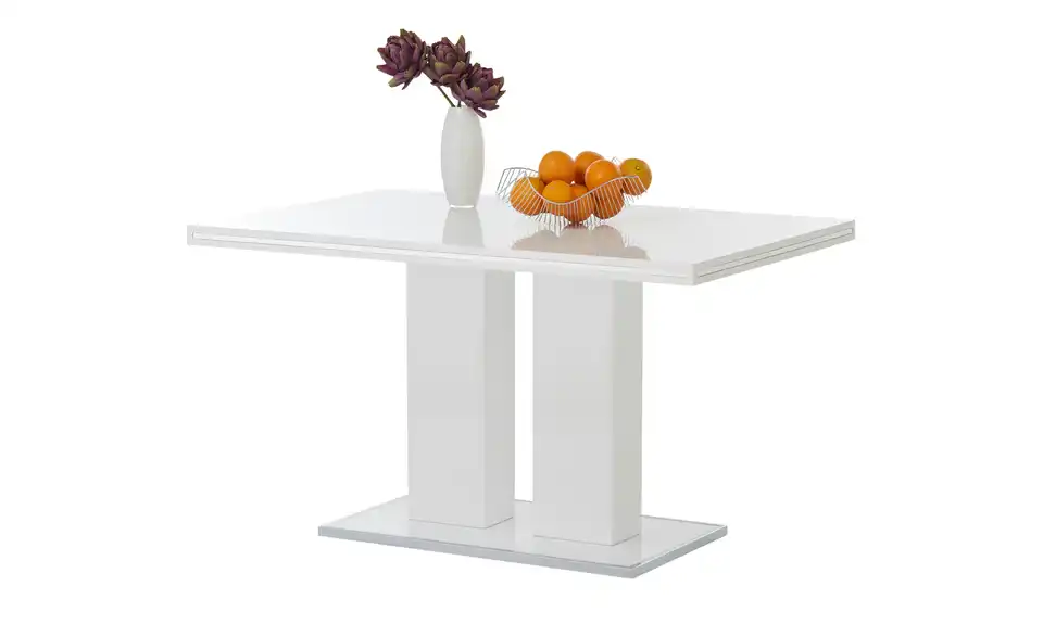 Primo Säulentisch Basti in Weißem Hochglanzlack, Funktionsansicht