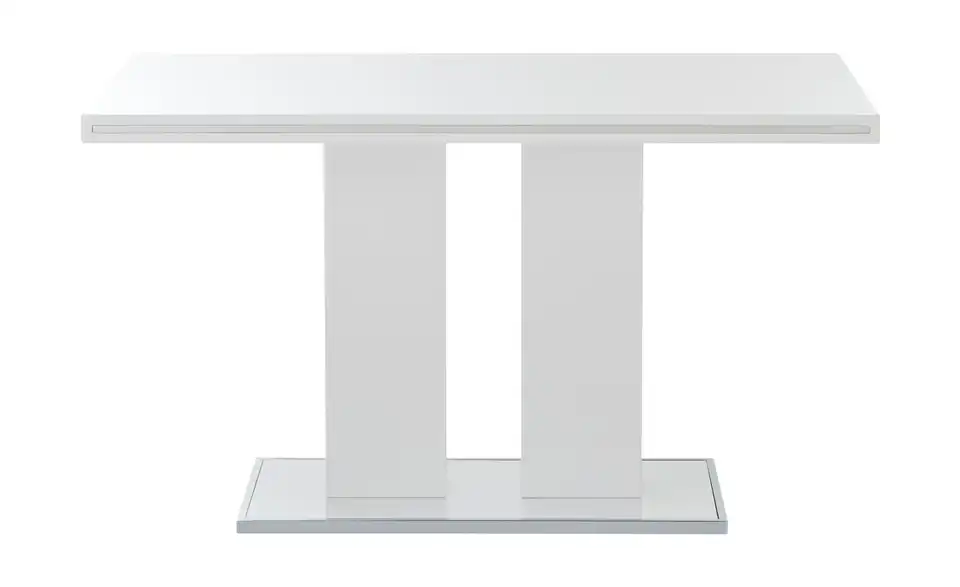 Primo Säulentisch Basti in Weißem Hochglanzlack, Frontansicht