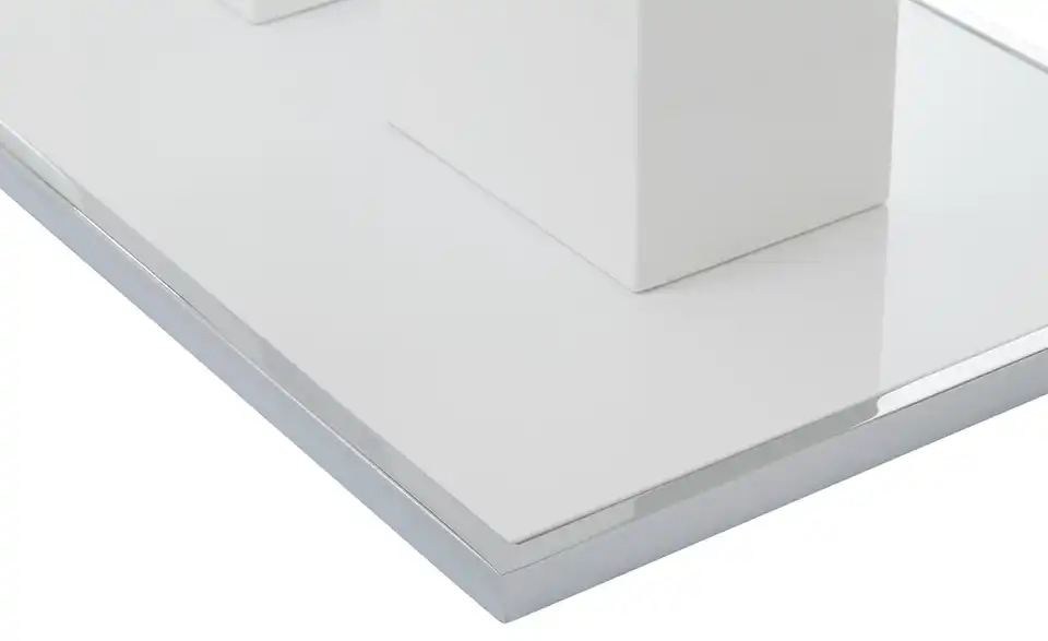 Primo Säulentisch Basti in Weißem Hochglanzlack, Detailansicht