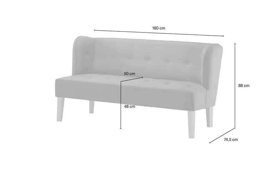 Twist Küchensofa Astonia, Bemaßung