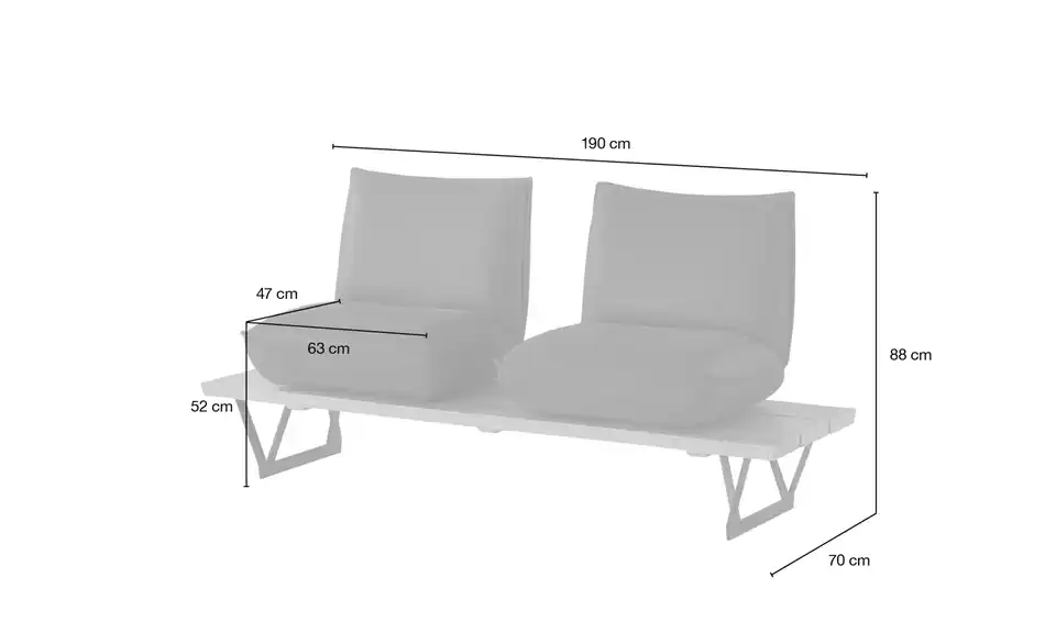 KOINOR Kufenbank Schwof Leder, Bemaßung