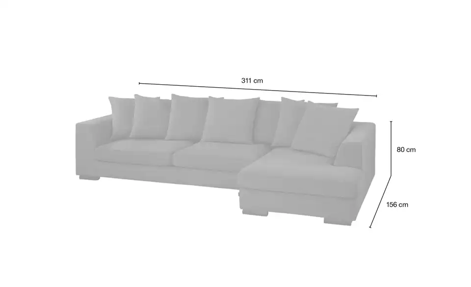 SOHO Ecksofa Paulina, Bemaßung
