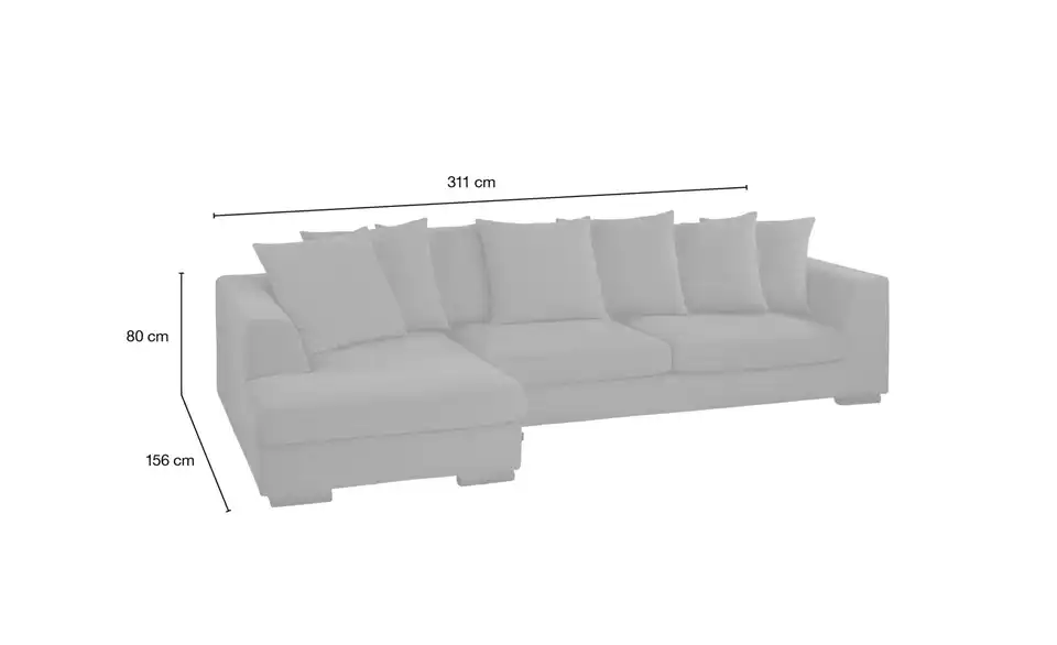 SOHO Ecksofa Paulina, Bemaßung