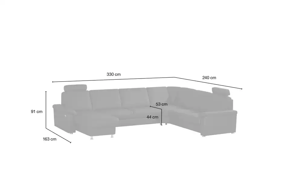 Kollektion Kraft Wohnlandschaft Carolin Leder, Bemaßung