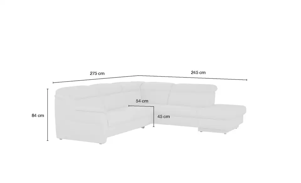 himolla Ecksofa Leder 9707, Bemaßung