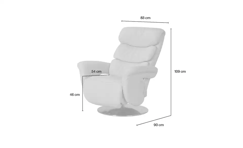 himolla Relaxsessel 7628 Leder, Bemaßung