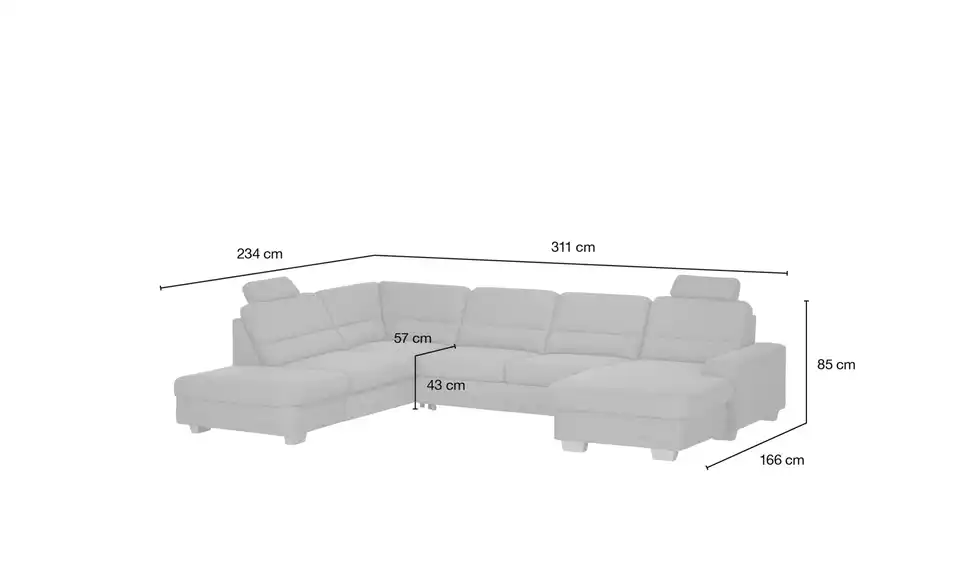 Kollektion Kraft Wohnlandschaft Marc, Bemaßung