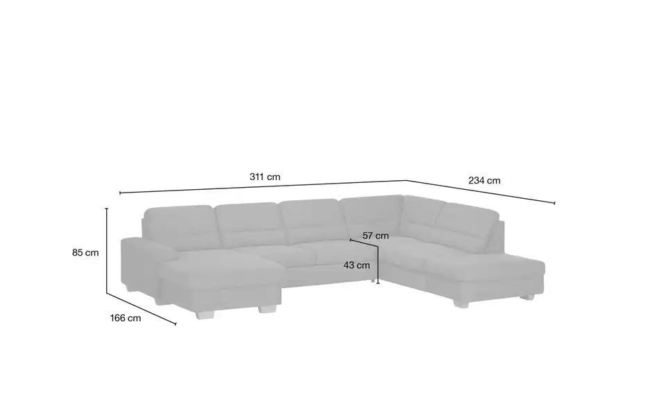 Kollektion Kraft Wohnlandschaft Marc, Bemaßung