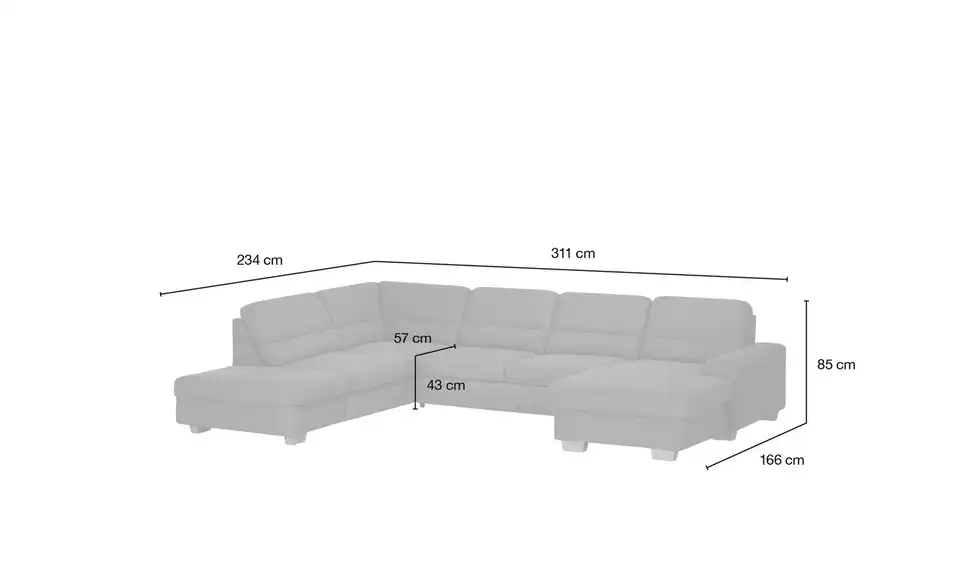 Kollektion Kraft Wohnlandschaft Marc, Bemaßung