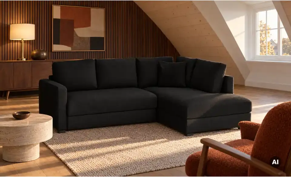 Ecksofa mit Boxspringpolsterung, in Wohnsituation