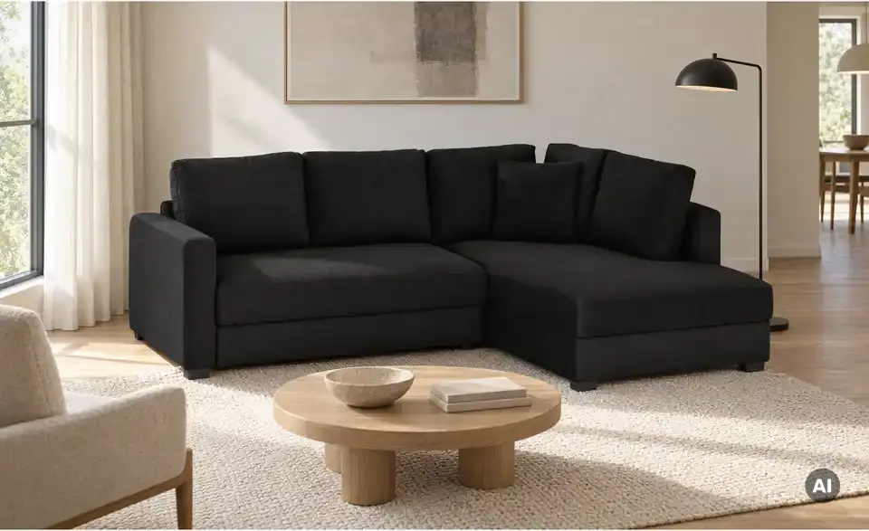 Ecksofa mit Boxspringpolsterung, in Wohnsituation