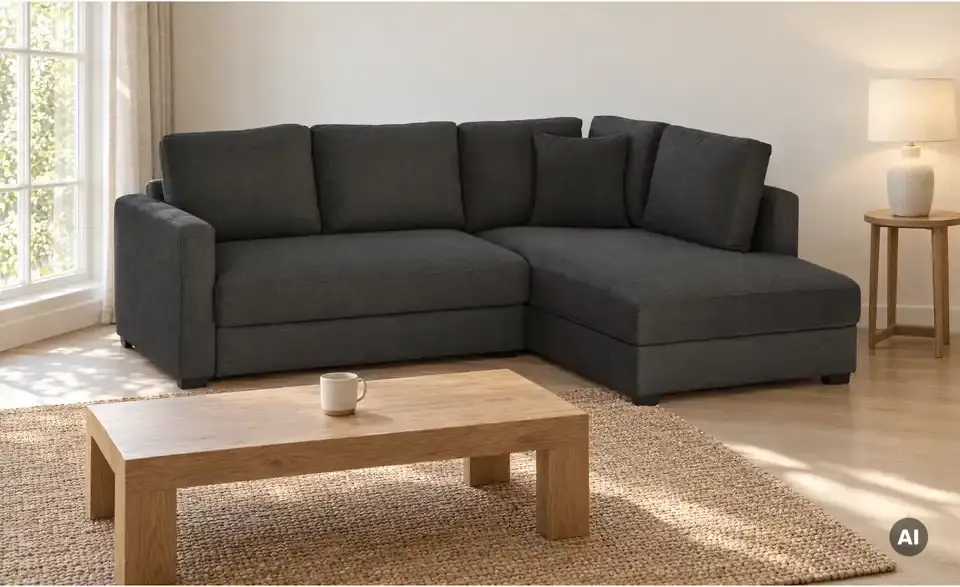 Ecksofa mit Boxspringpolsterung, in Wohnsituation