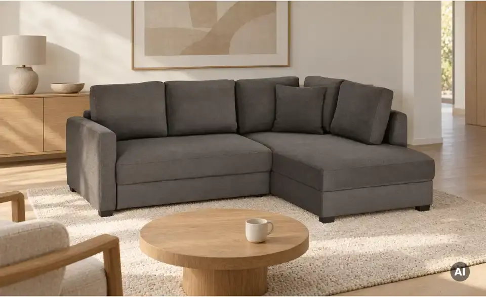 Ecksofa mit Boxspringpolsterung, in Wohnsituation