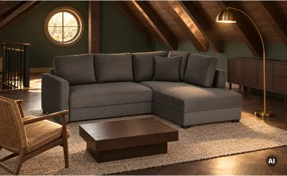 Ecksofa mit Boxspringpolsterung, in Wohnsituation