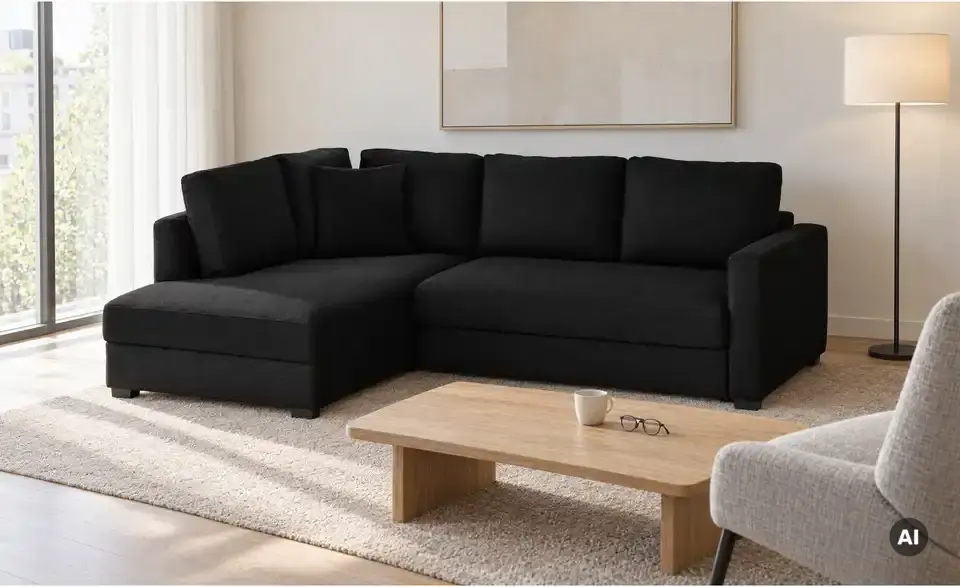 Ecksofa mit Boxspringpolsterung, in Wohnsituation