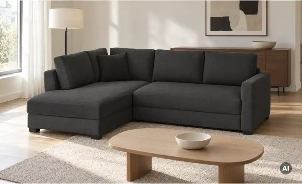 Ecksofa mit Boxspringpolsterung, in Wohnsituation