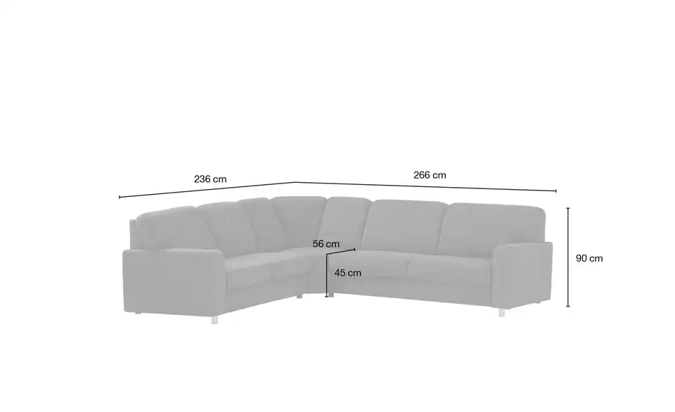 smart Ecksofa Valencia, Bemaßung