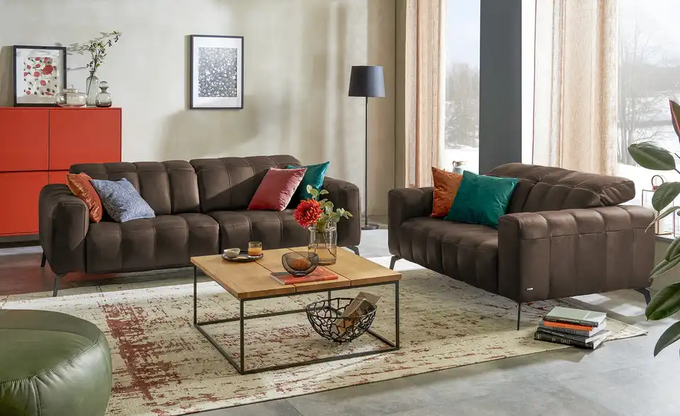 Natuzzi Editions Ledersofa Portento mit Kopfteilverstellung, in Wohnsituation
