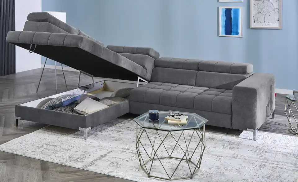 Ecksofa mit verstellbaren Kopfstützen, Funktionsansicht