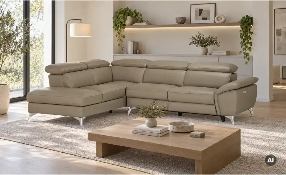Primo Ecksofa Danae mit elektrischer Relaxfunktion, in Wohnsituation