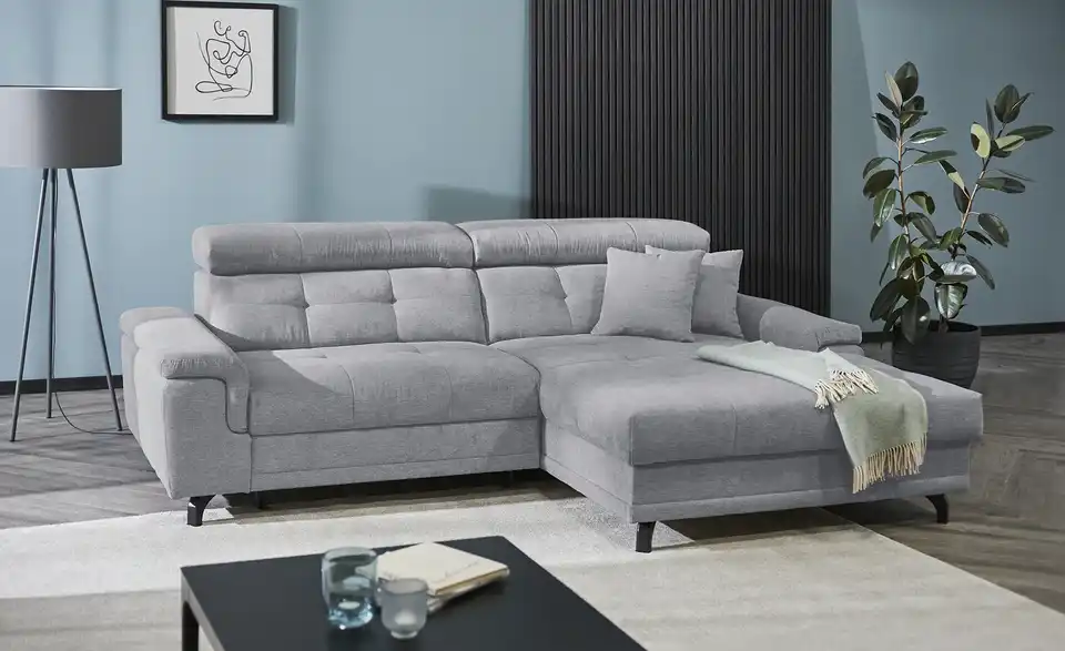 Ecksofa Frieda | rechts, Hellgrau