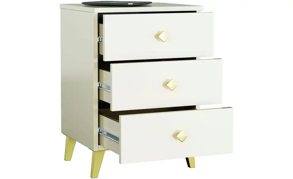 Nachttisch mit 3 Schubladen, geöffnet