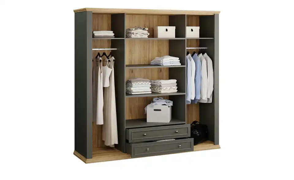 Drehtürenschrank, geöffnet