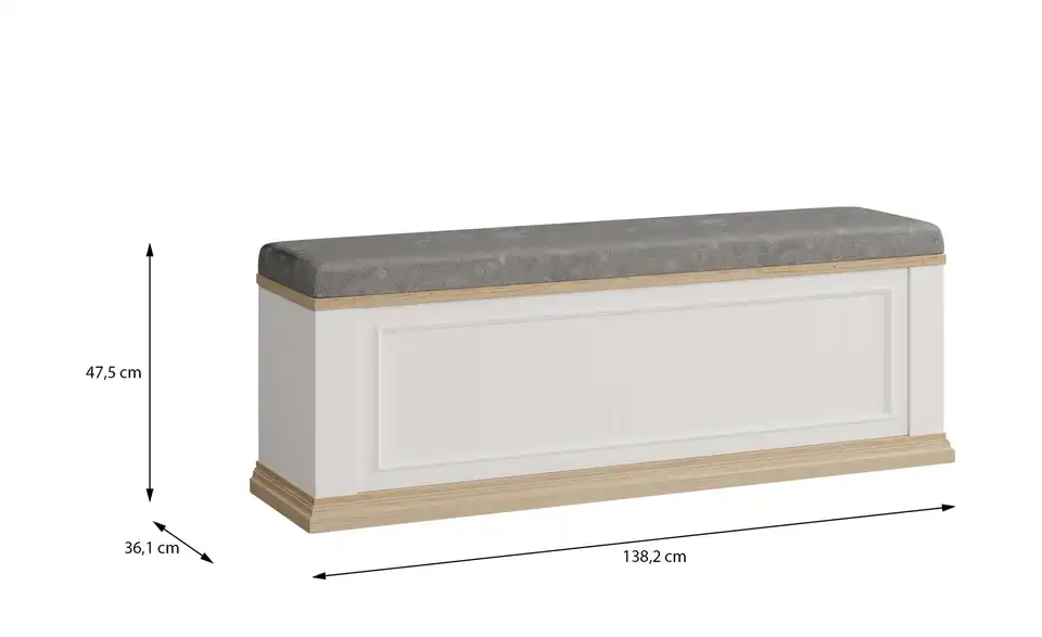 Bettbank mit Stauraum, Bemaßung
