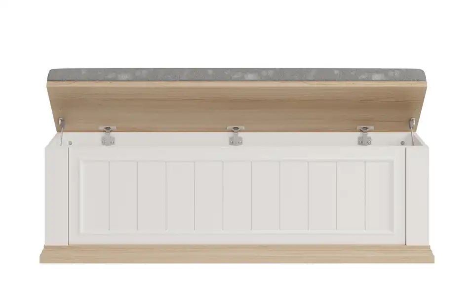 Bettbank mit Stauraum, geöffnet