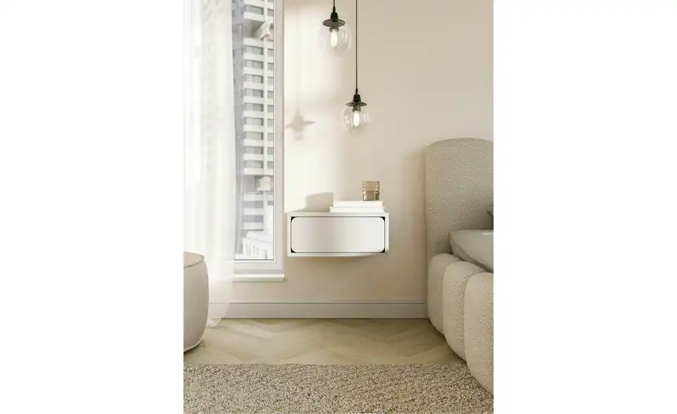 Selsey Nachtkommode hängend in beige, in Wohnsituation