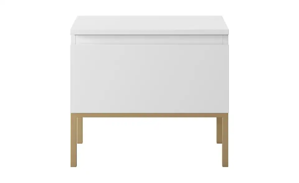 Selsey Nachtkommode mit goldenem Kufengestell, Frontansicht