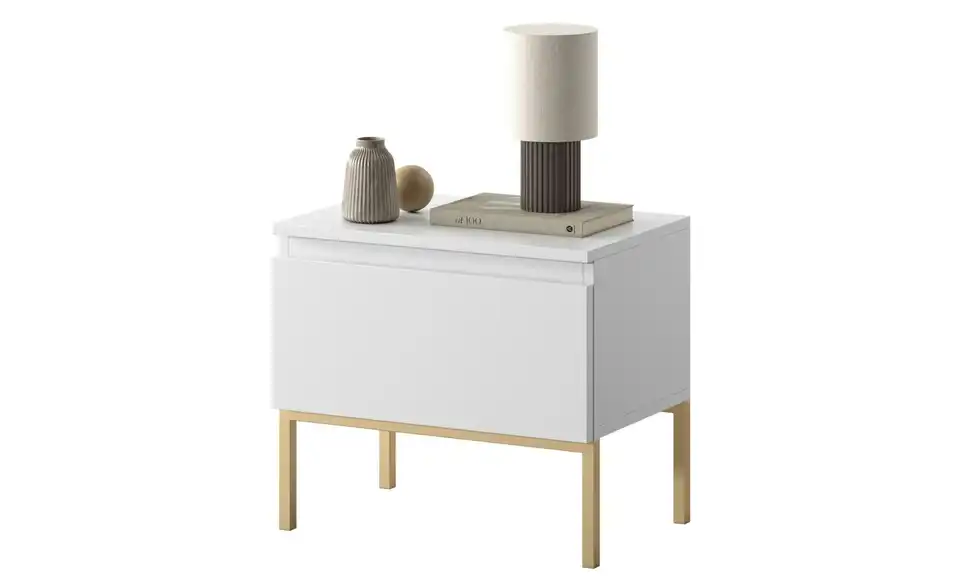 Selsey Nachtkommode mit goldenem Kufengestell, in Wohnsituation
