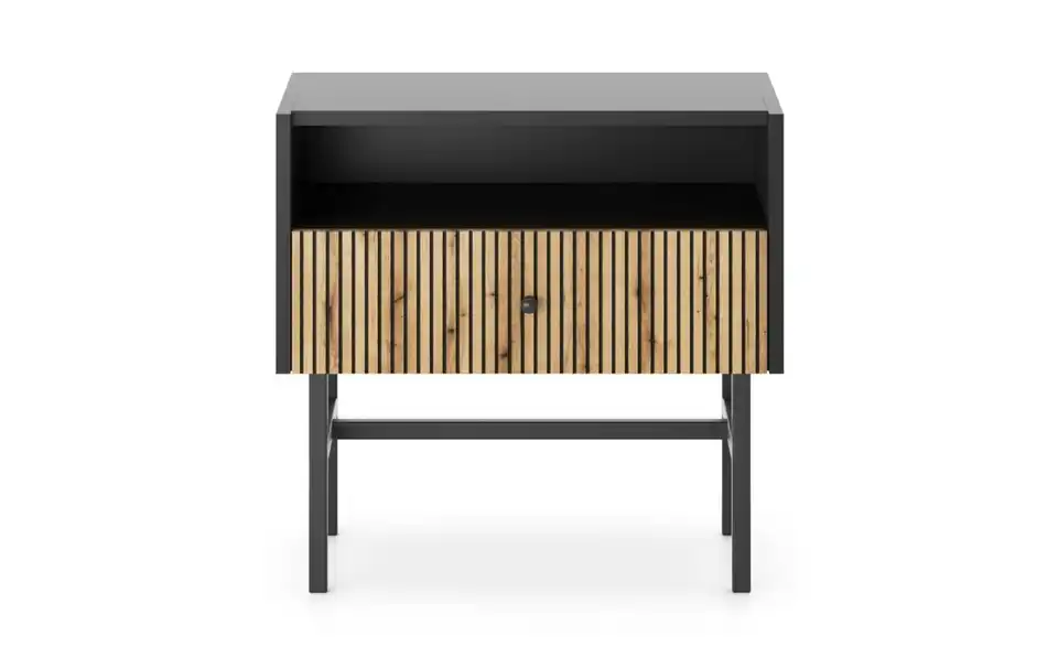 Selsey Nachtkommode mit schwarzem Kufengestell, Frontansicht