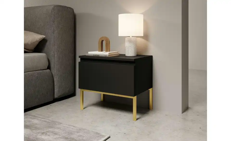 Selsey Nachtkommode mit goldenem Kufengestell, in Wohnsituation