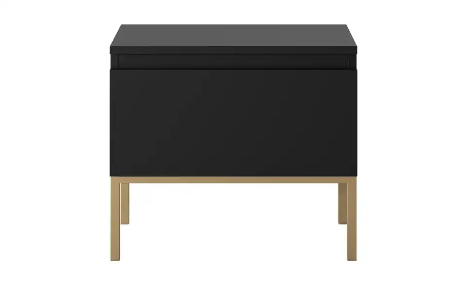 Selsey Nachtkommode mit goldenem Kufengestell, Frontansicht