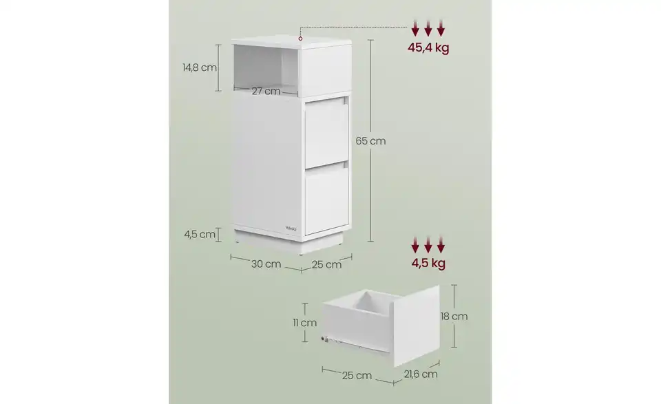Nachttisch, Bemaßung