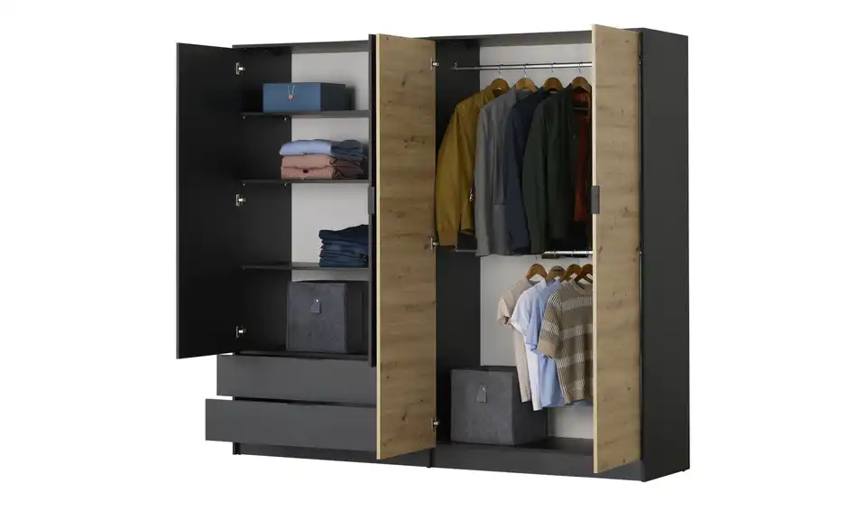 Drehtürenschrank, geöffnet